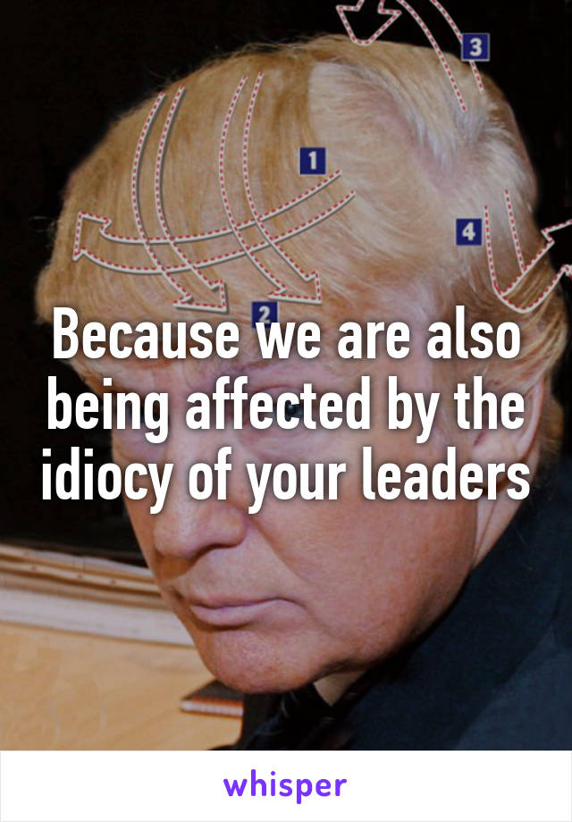 Because we are also being affected by the idiocy of your leaders