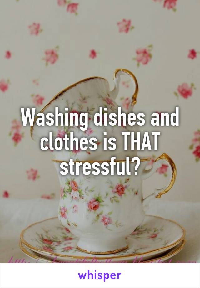 Washing dishes and clothes is THAT stressful?