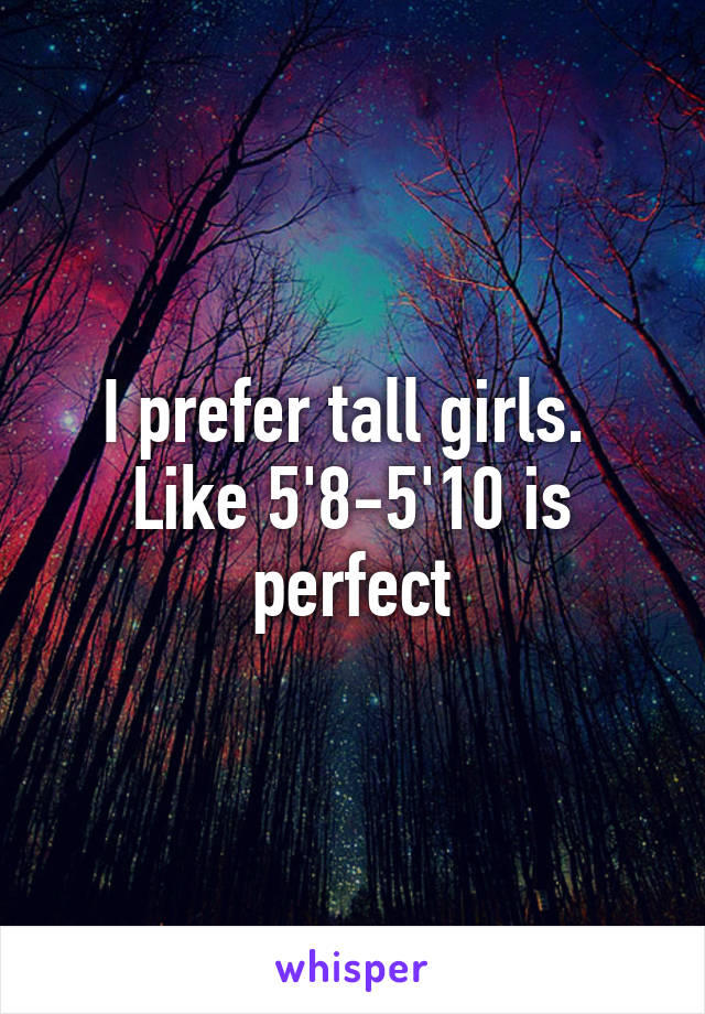 I prefer tall girls.  Like 5'8-5'10 is perfect