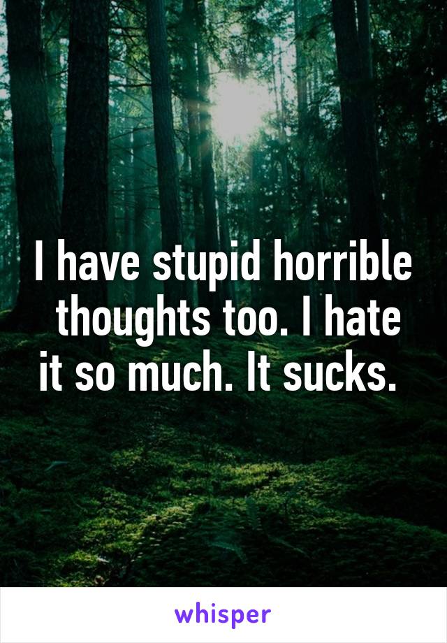 I have stupid horrible  thoughts too. I hate it so much. It sucks. 