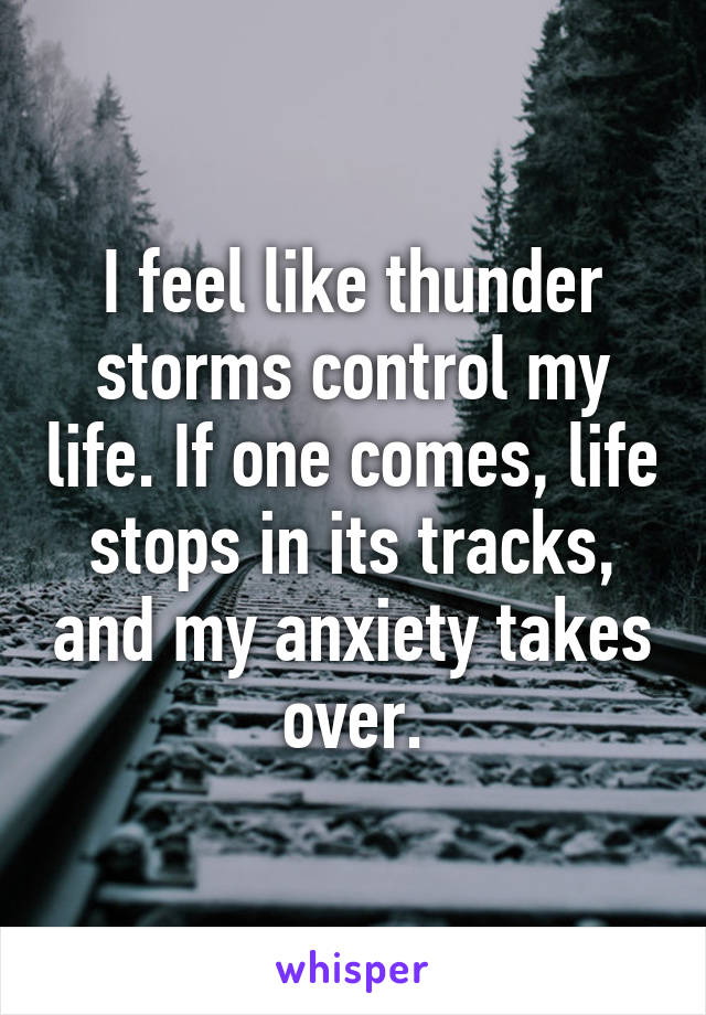 I feel like thunder storms control my life. If one comes, life stops in its tracks, and my anxiety takes over.