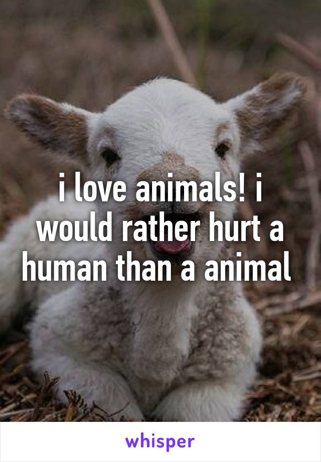 i love animals! i would rather hurt a human than a animal 