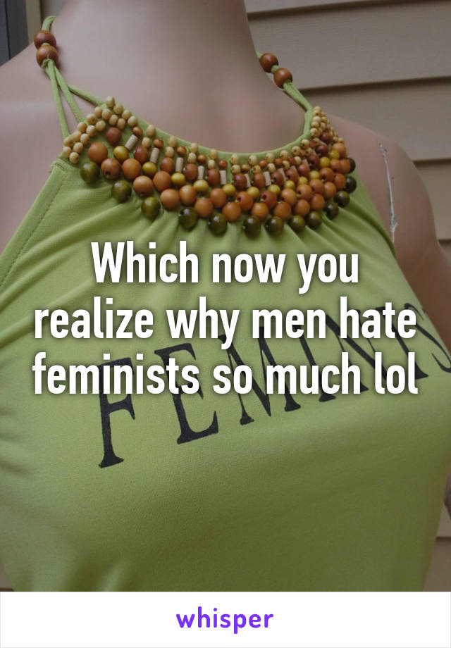 Which now you realize why men hate feminists so much lol
