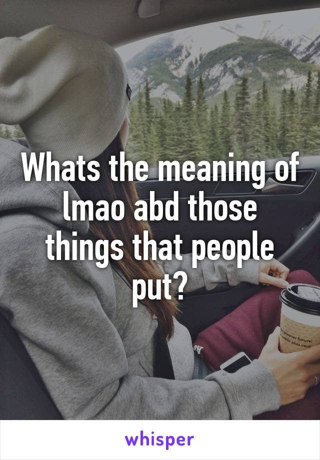 Whats the meaning of lmao abd those things that people put?