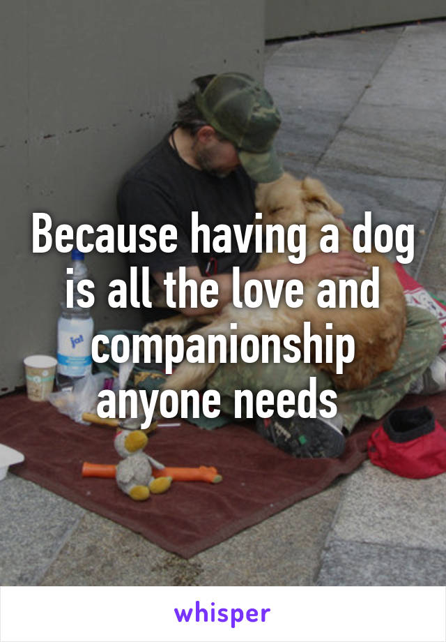 Because having a dog is all the love and companionship anyone needs 
