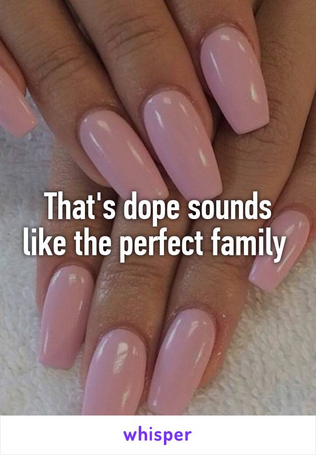 That's dope sounds like the perfect family 