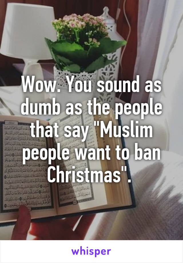 Wow. You sound as dumb as the people that say "Muslim people want to ban Christmas". 