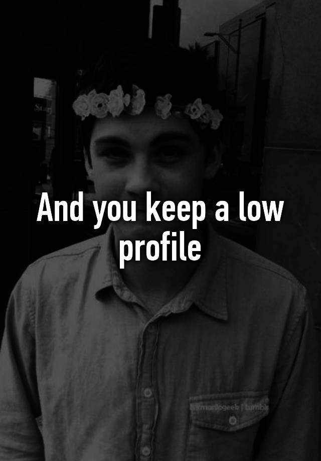 and-you-keep-a-low-profile