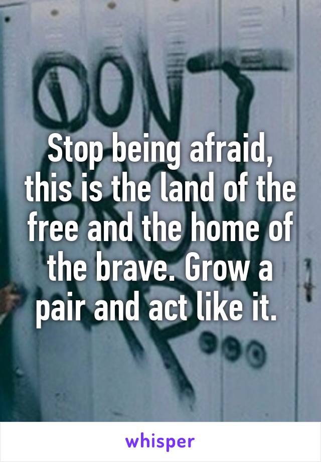 Stop being afraid, this is the land of the free and the home of the brave. Grow a pair and act like it. 