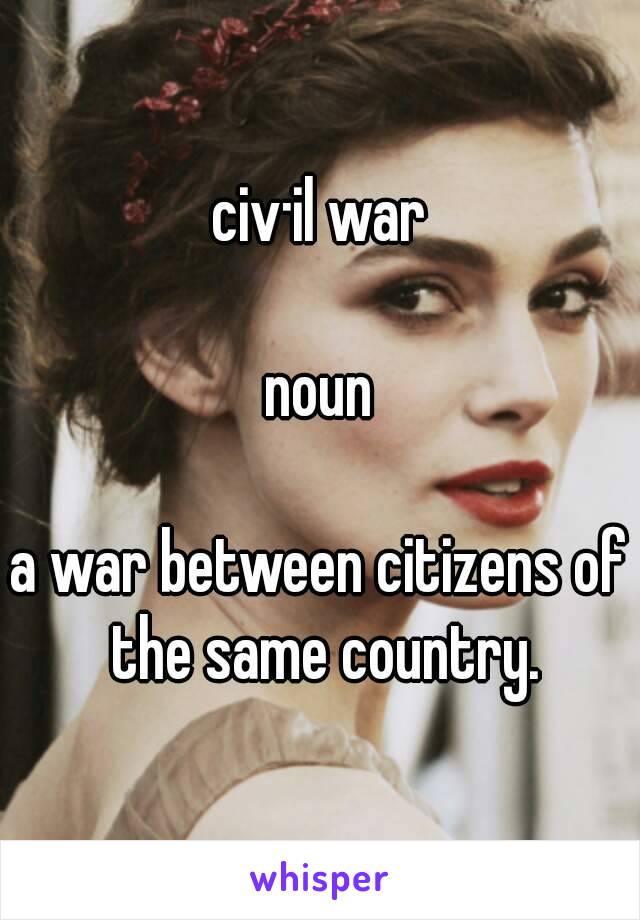 civ·il war

noun

a war between citizens of the same country.

