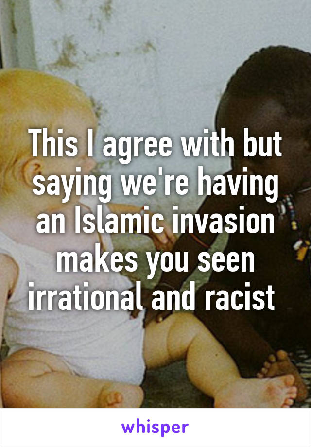 This I agree with but saying we're having an Islamic invasion makes you seen irrational and racist 