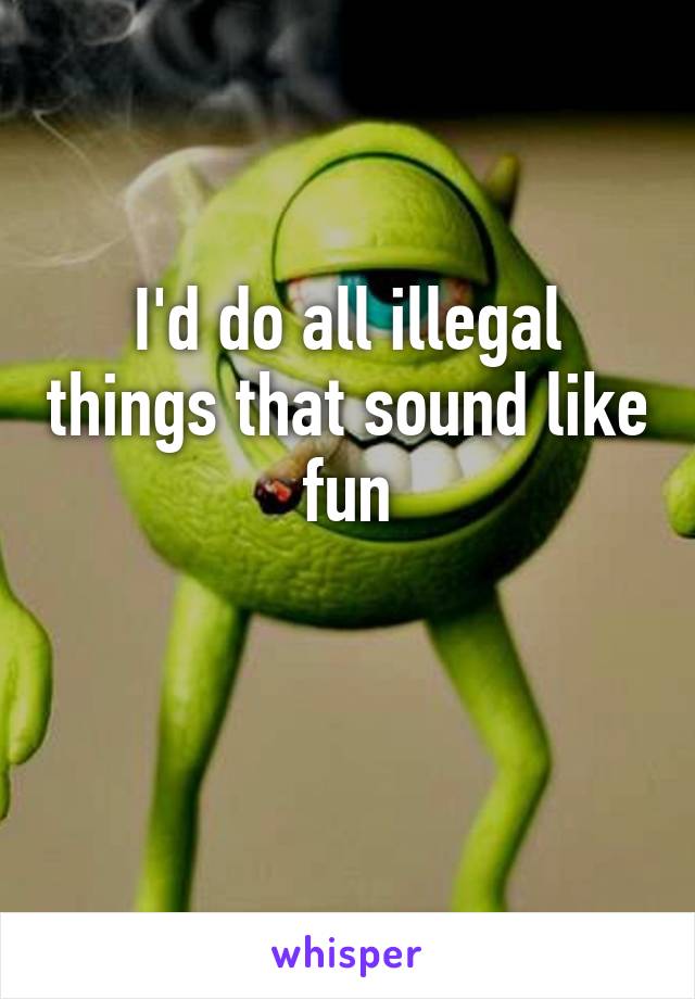 I'd do all illegal things that sound like fun

