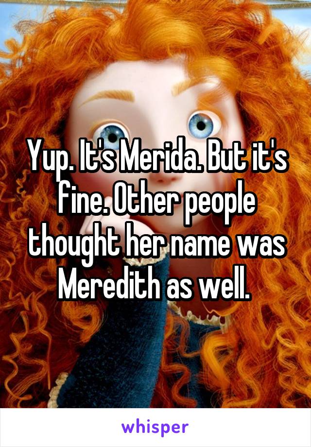 Yup. It's Merida. But it's fine. Other people thought her name was Meredith as well. 