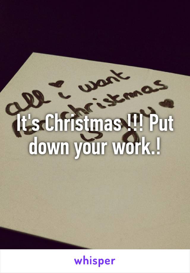 It's Christmas !!! Put down your work.!