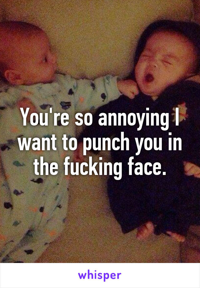 You're so annoying I want to punch you in the fucking face.