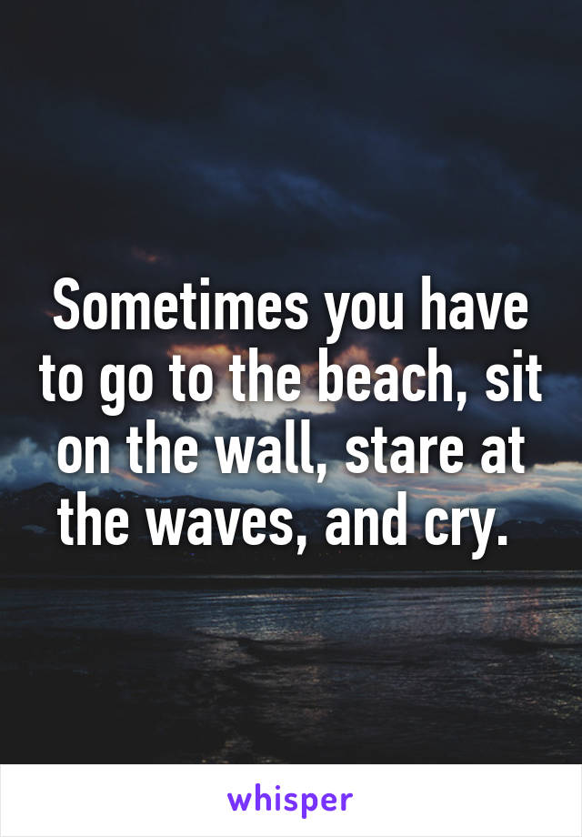 Sometimes you have to go to the beach, sit on the wall, stare at the waves, and cry. 