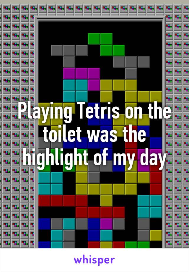 Playing Tetris on the toilet was the highlight of my day