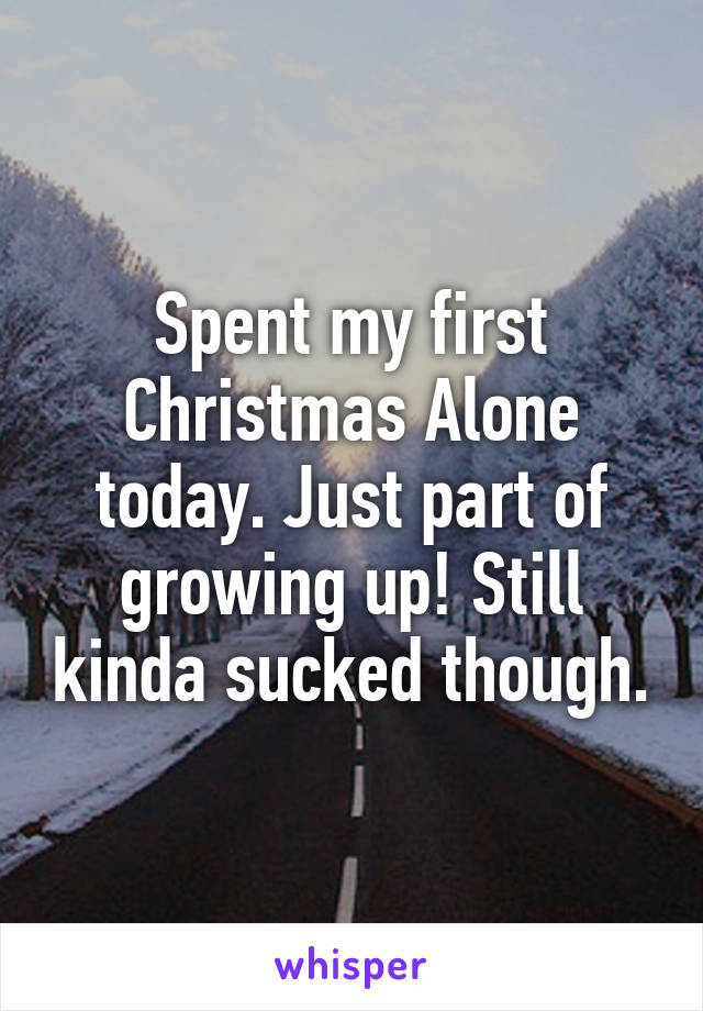 Spent my first Christmas Alone today. Just part of growing up! Still kinda sucked though.