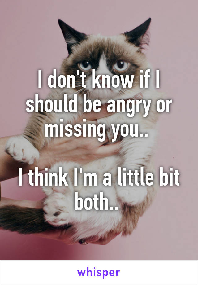 I don't know if I should be angry or missing you.. 

I think I'm a little bit both.. 