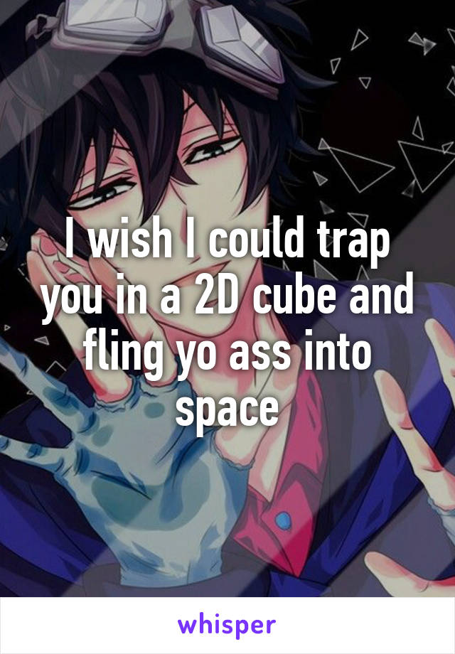 I wish I could trap you in a 2D cube and fling yo ass into space