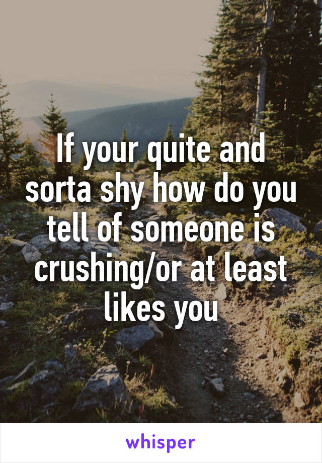 If your quite and sorta shy how do you tell of someone is crushing/or at least likes you