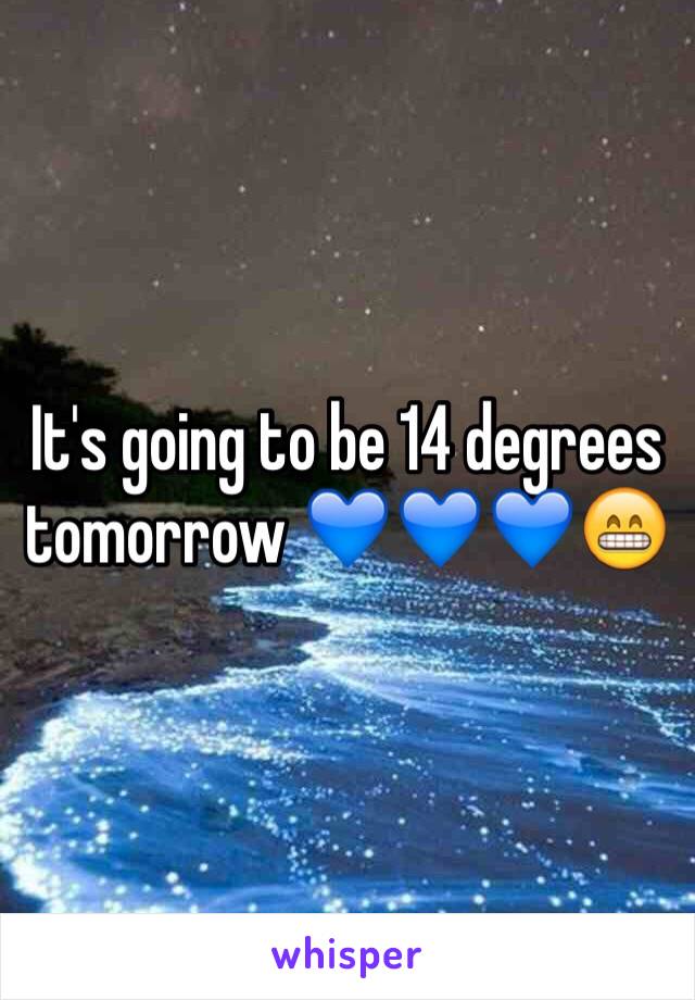 It's going to be 14 degrees tomorrow 💙💙💙😁