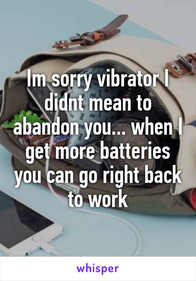 Im sorry vibrator I didnt mean to abandon you... when I get more batteries you can go right back to work