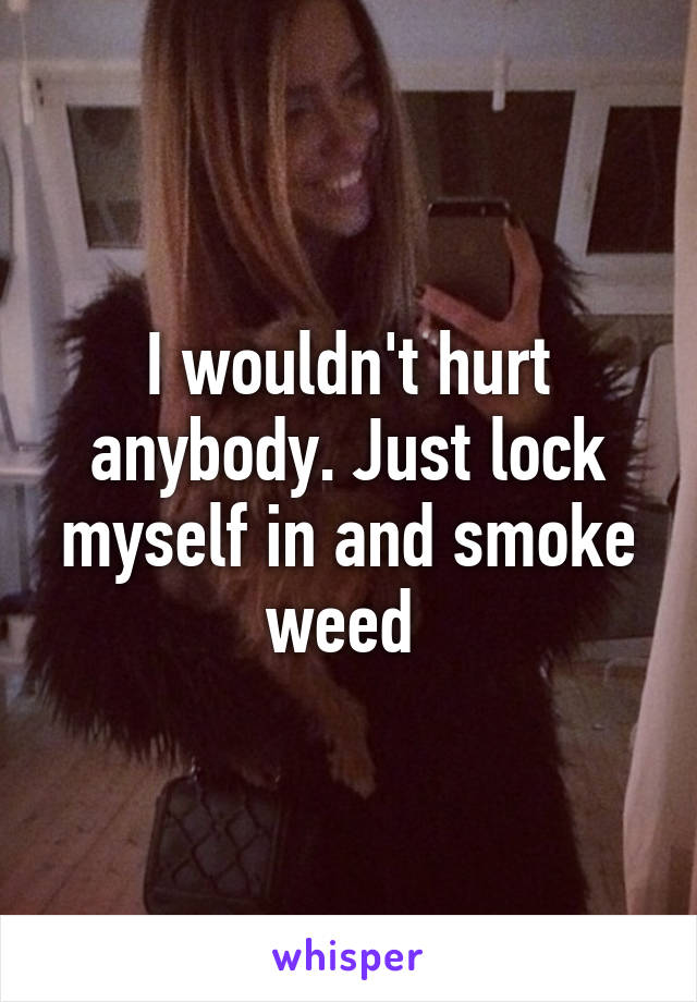 I wouldn't hurt anybody. Just lock myself in and smoke weed 