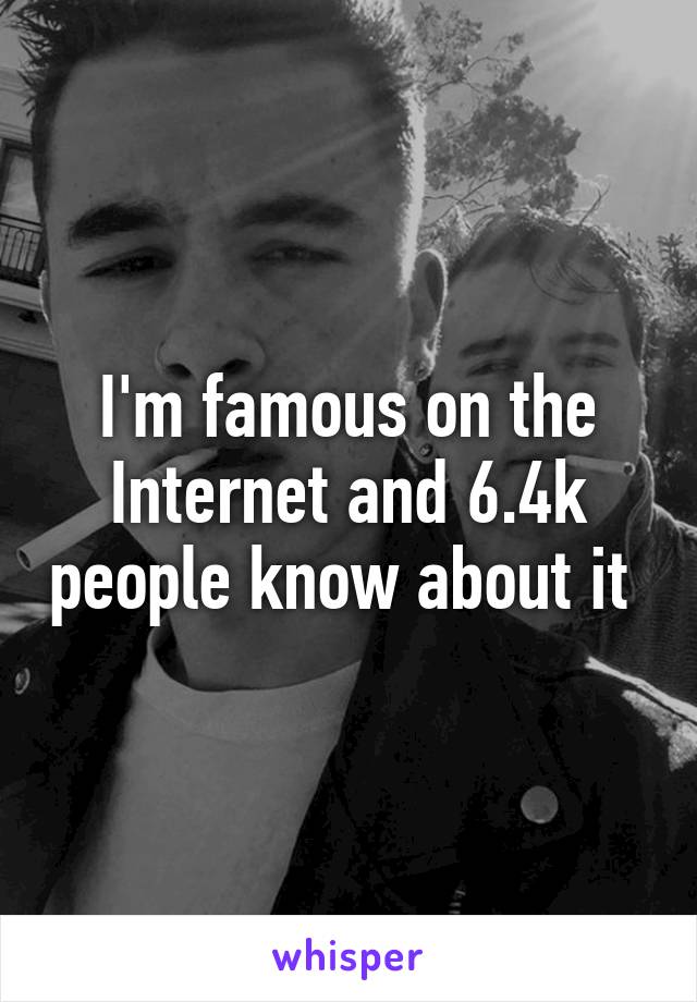 I'm famous on the Internet and 6.4k people know about it 