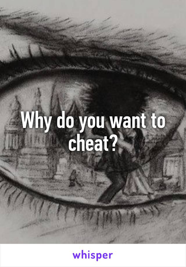 Why do you want to cheat?