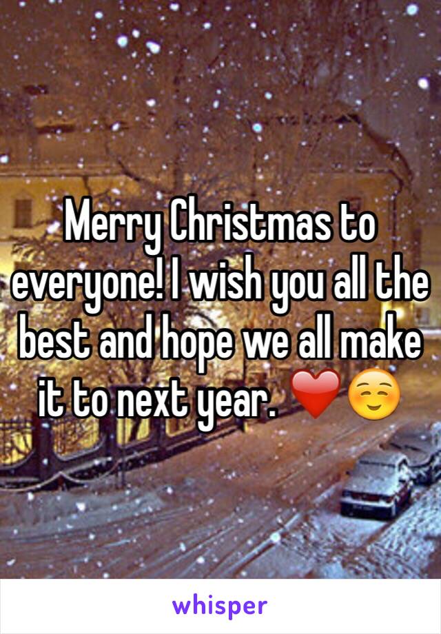 Merry Christmas to everyone! I wish you all the best and hope we all make it to next year. ❤️☺️