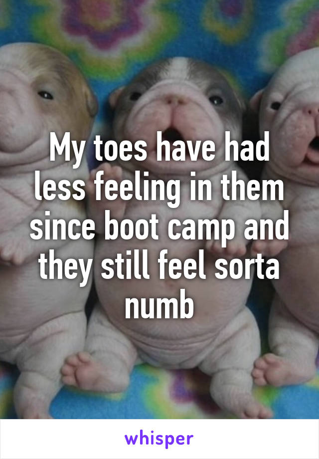 My toes have had less feeling in them since boot camp and they still feel sorta numb