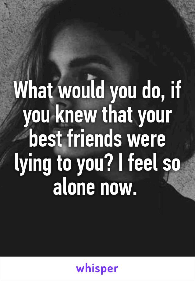 What would you do, if you knew that your best friends were lying to you? I feel so alone now. 