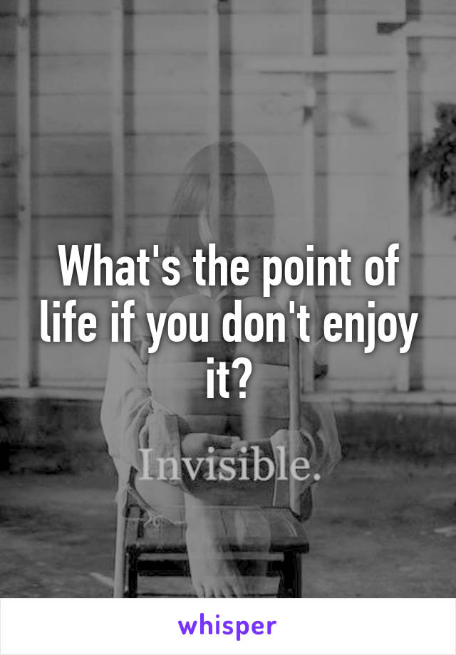 What's the point of life if you don't enjoy it?