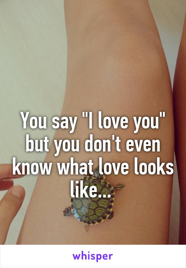 

You say "I love you" but you don't even know what love looks like... 