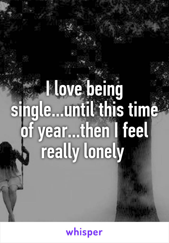 I love being single...until this time of year...then I feel really lonely 