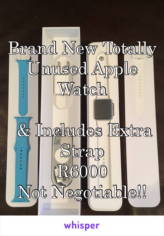 Brand New Totally Unused Apple Watch

 & Includes Extra Strap
R6000
Not Negotiable!!