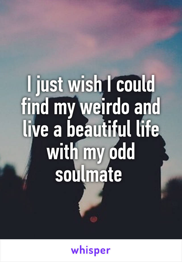 I just wish I could find my weirdo and live a beautiful life with my odd soulmate 