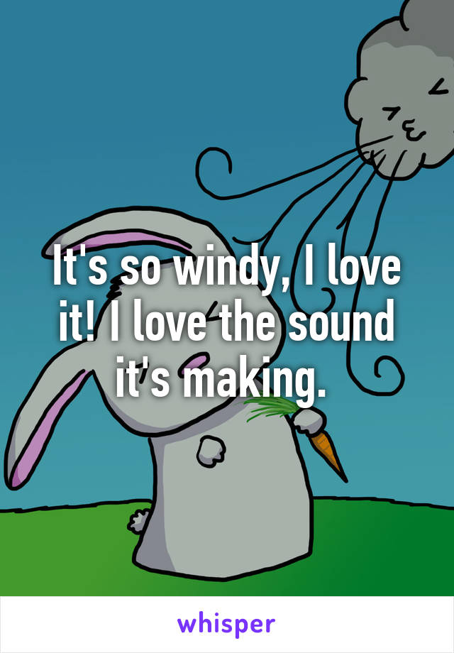 It's so windy, I love it! I love the sound it's making. 