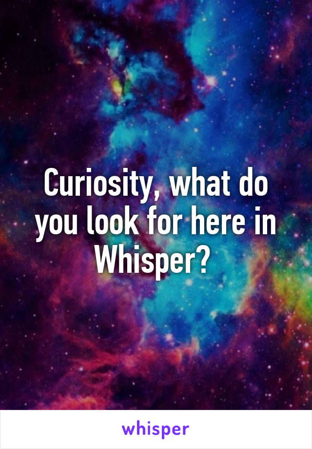 Curiosity, what do you look for here in Whisper? 