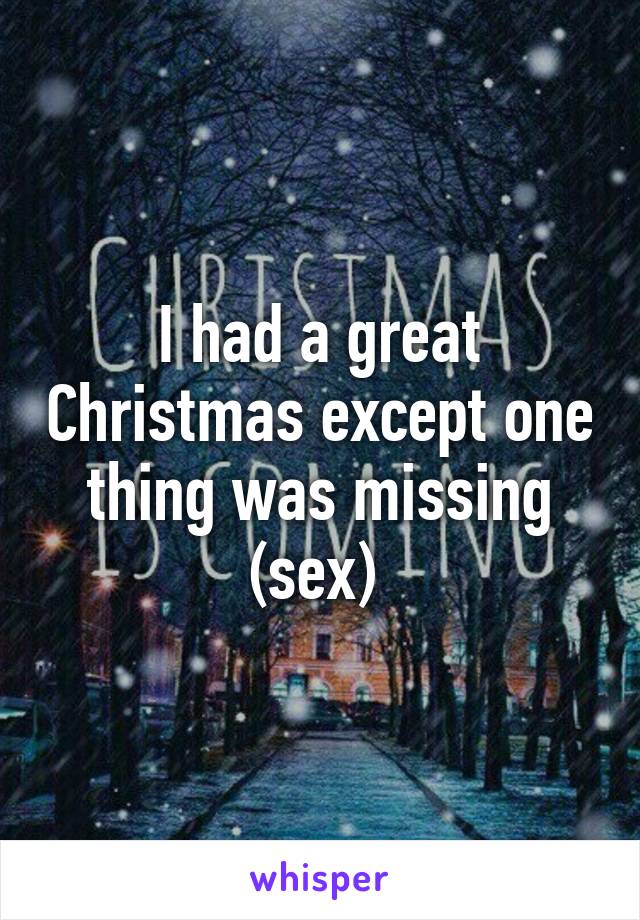 I had a great Christmas except one thing was missing (sex) 