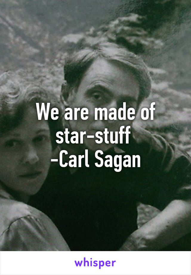 We are made of star-stuff 
-Carl Sagan