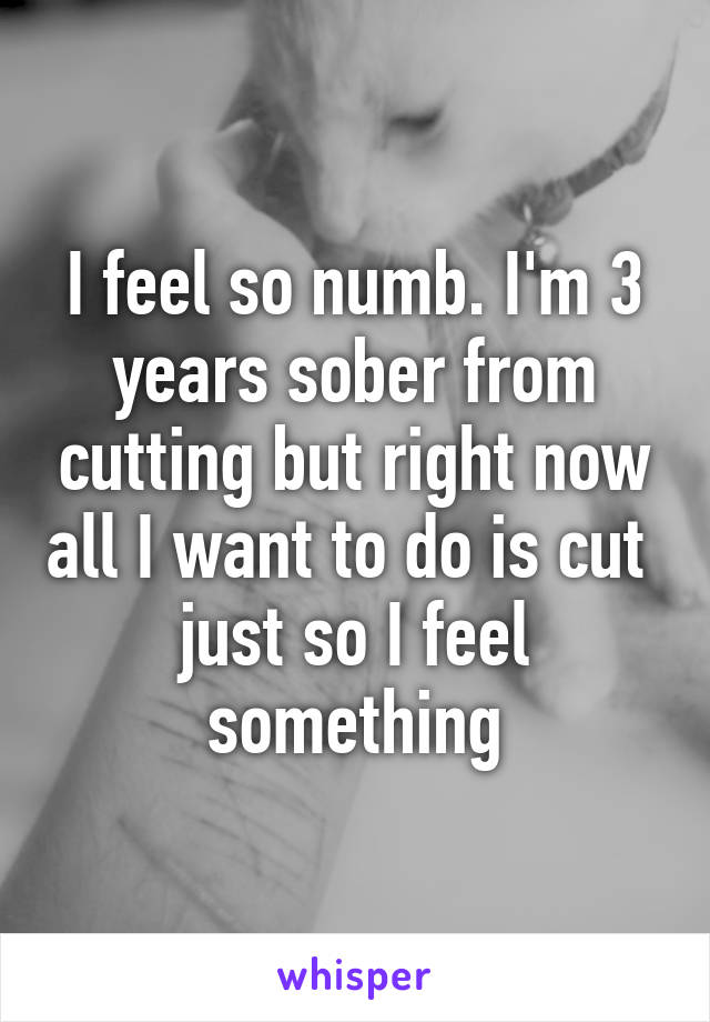 I feel so numb. I'm 3 years sober from cutting but right now all I want to do is cut  just so I feel something