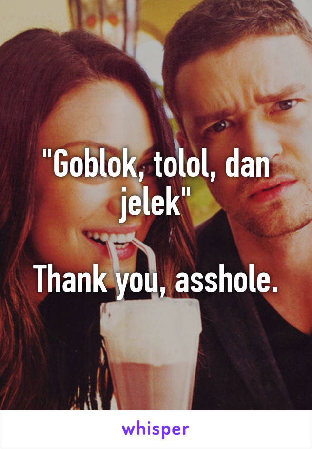 "Goblok, tolol, dan jelek"

Thank you, asshole.