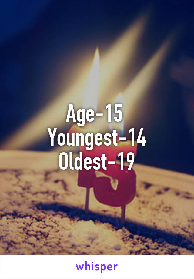 Age-15 
Youngest-14
Oldest-19