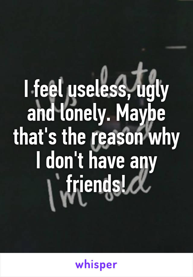 I feel useless, ugly and lonely. Maybe that's the reason why I don't have any friends!