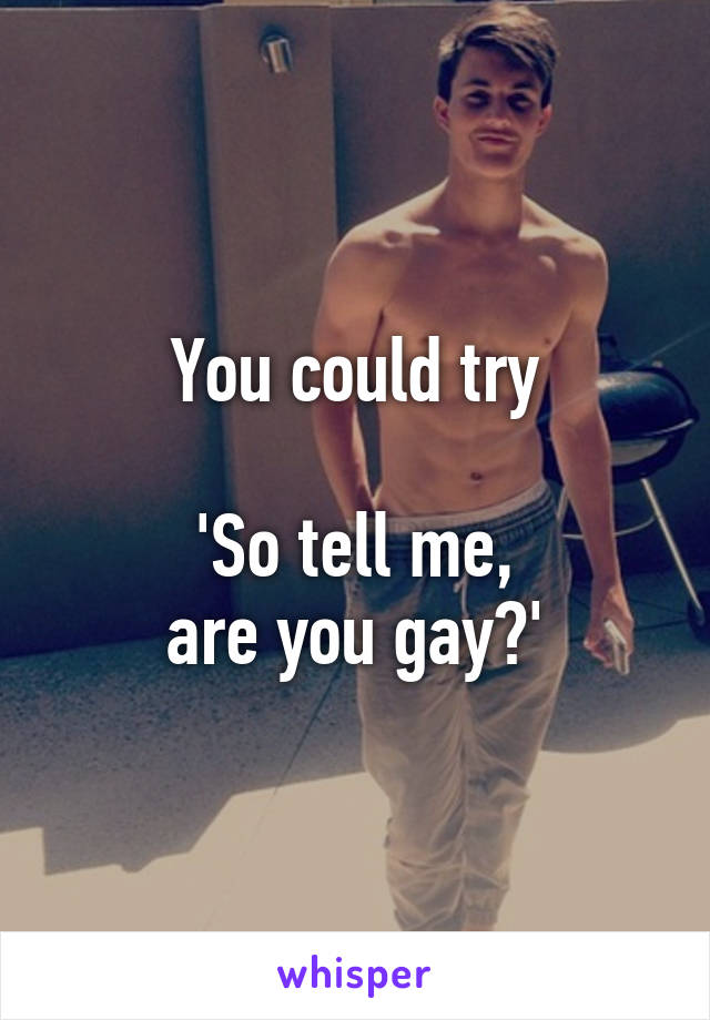 You could try

'So tell me,
are you gay?'