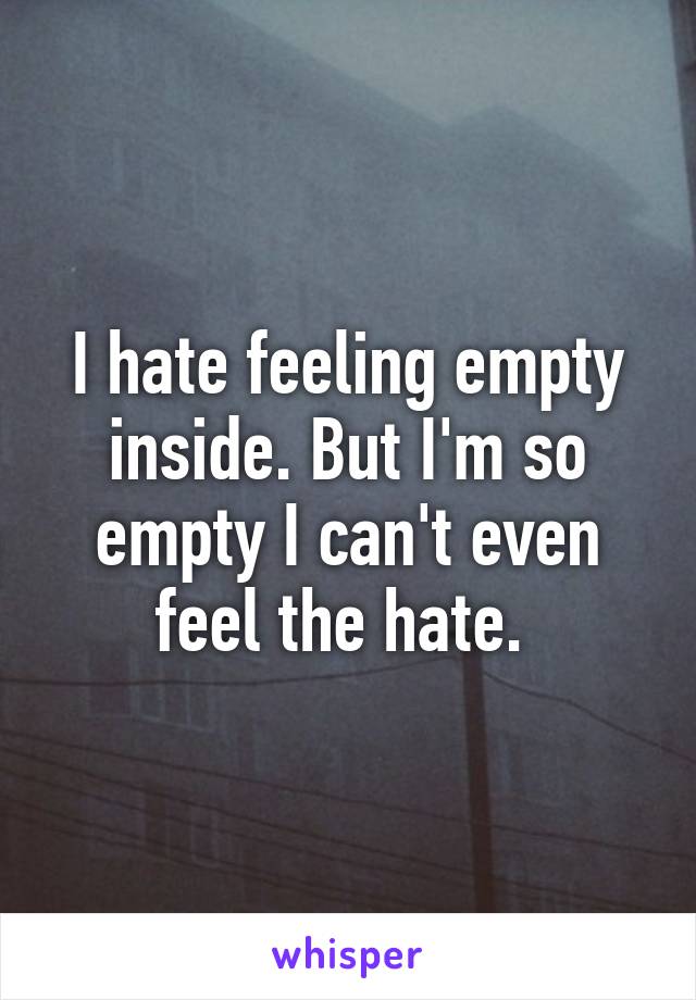 I hate feeling empty inside. But I'm so empty I can't even feel the hate. 