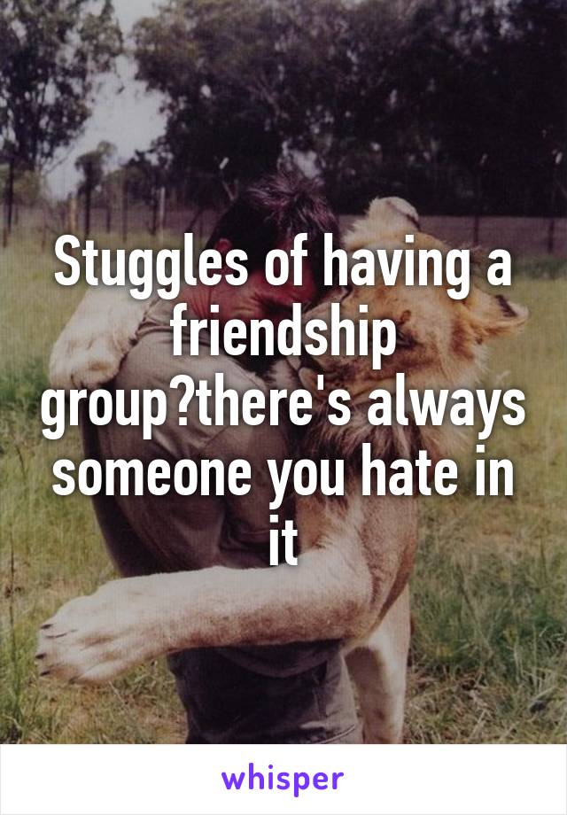 Stuggles of having a friendship group?there's always someone you hate in it