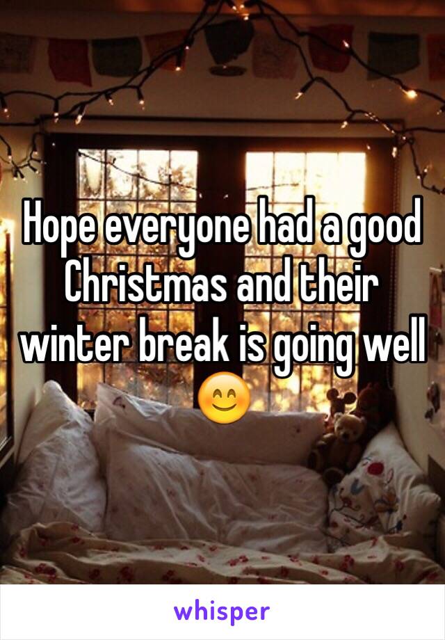 Hope everyone had a good Christmas and their winter break is going well 😊